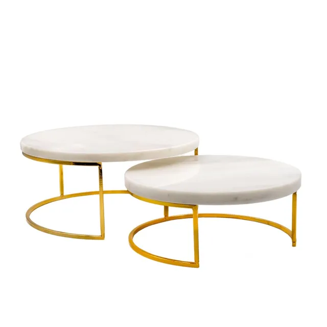 Intirilife Tortenständer Kuchenplatte 2er Gold Marmor Etagere