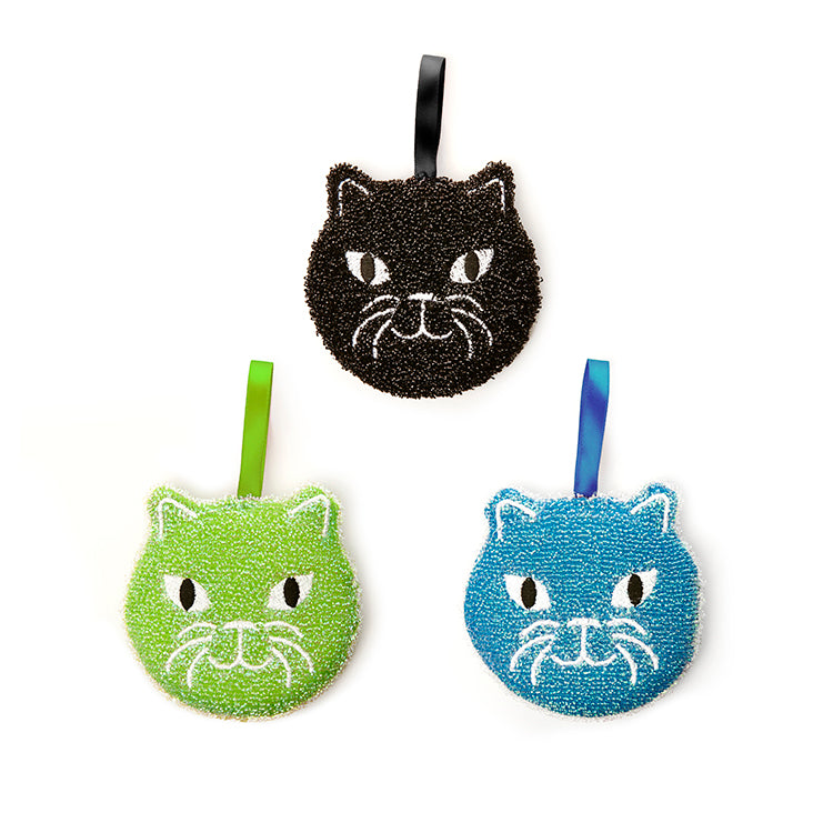 Kikkerland Home Spülschwämme Katze 3er Set Kratzfrei