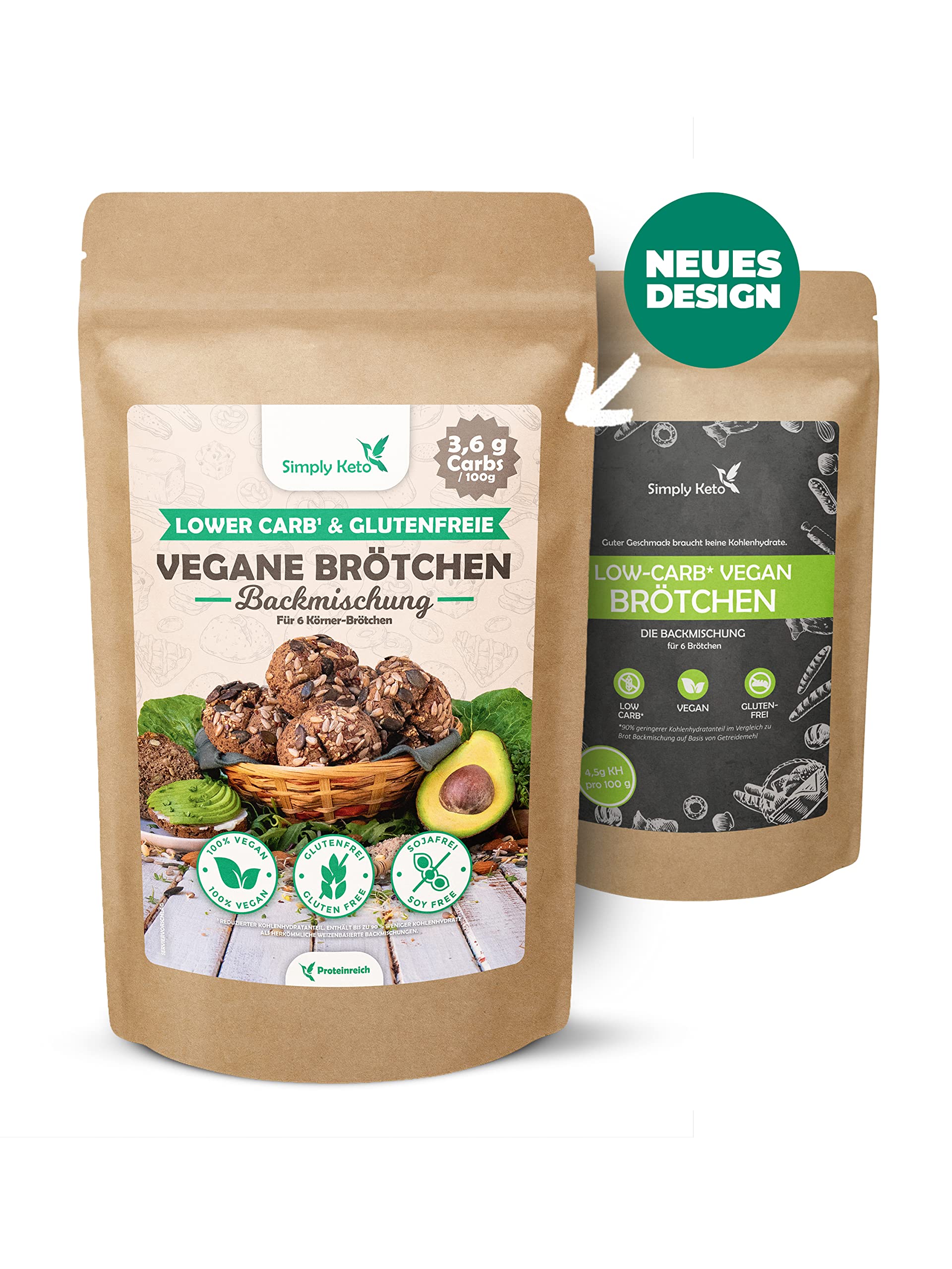 Keto Vegane Lower Carb Brötchen Backmischung 335g glutenfrei