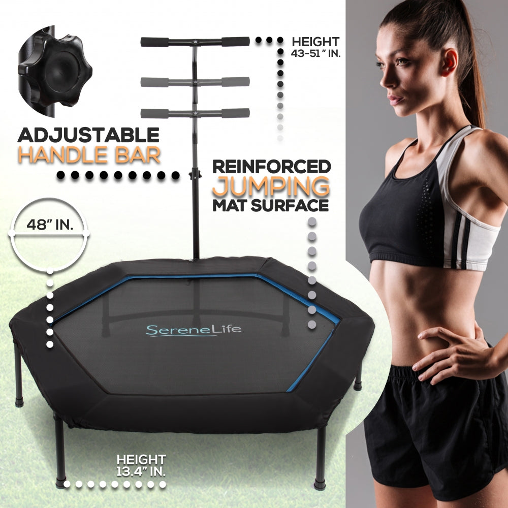 Serenelife Fitness Trampolin 48 Zoll klappbar Haltestange