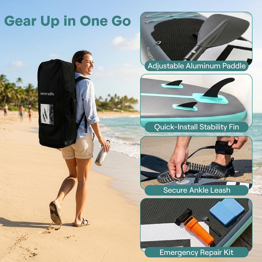 Serenelife SUP aufblasbares Paddle Board Komplettset