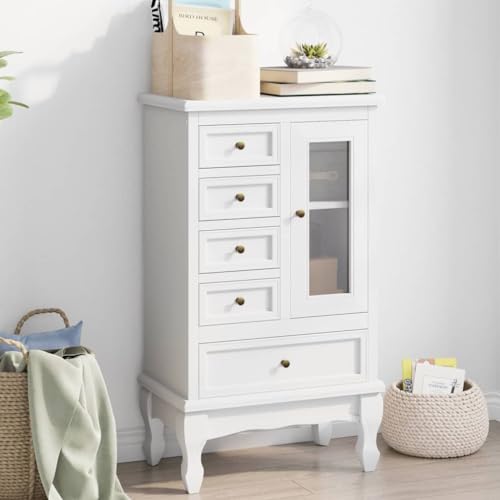 vidaXL Möbel Schrank 5 Schubladen Weiß MDF