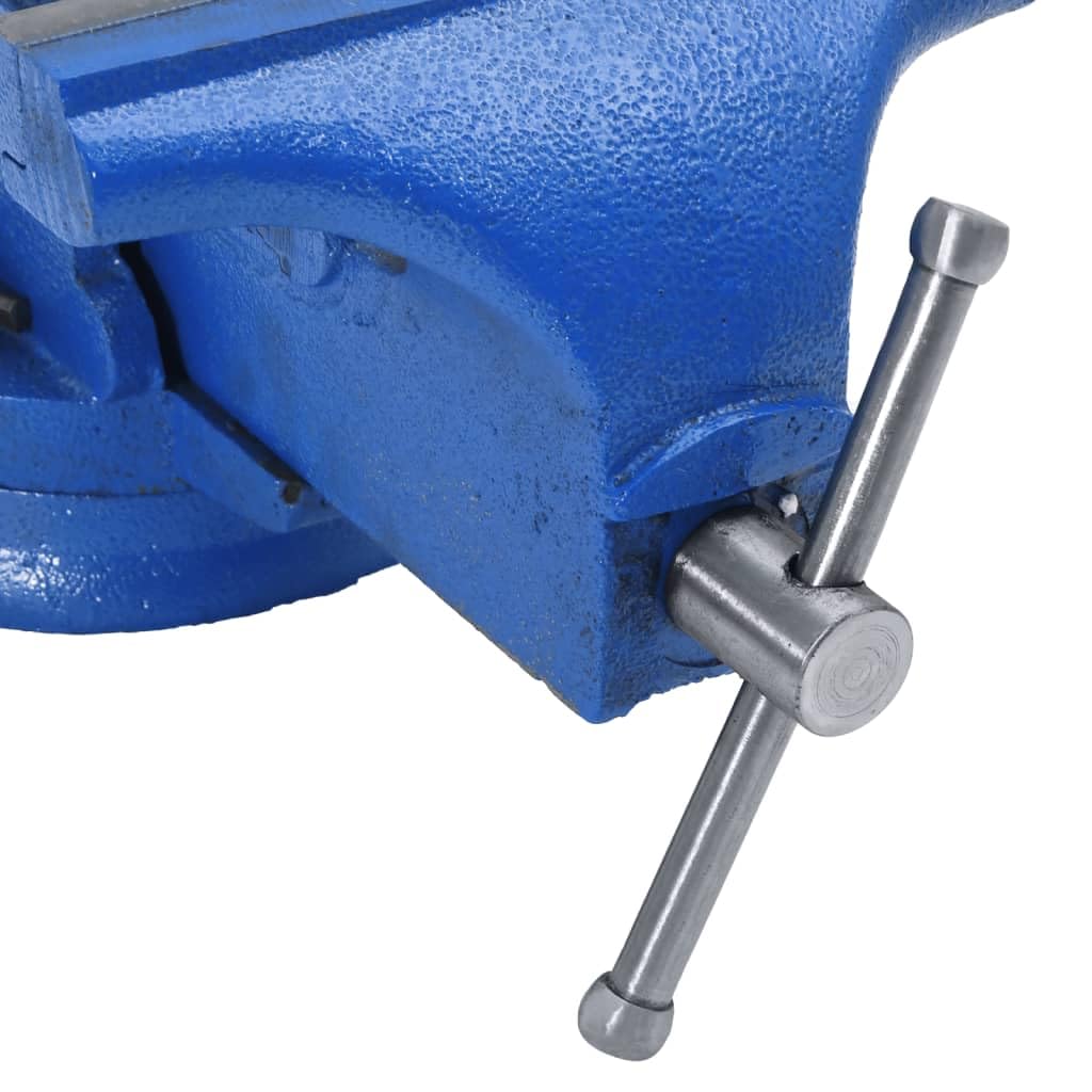 vidaXL Schraubstock Tischschraubstock 100mm Blau Gusseisen