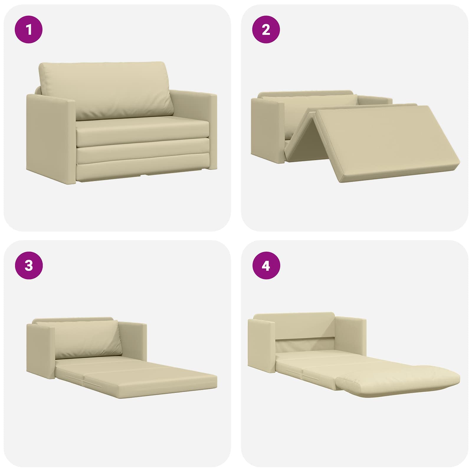 vidaXL Schlafsofa Creme 124x71x78 cm Sofabett Kunstleder