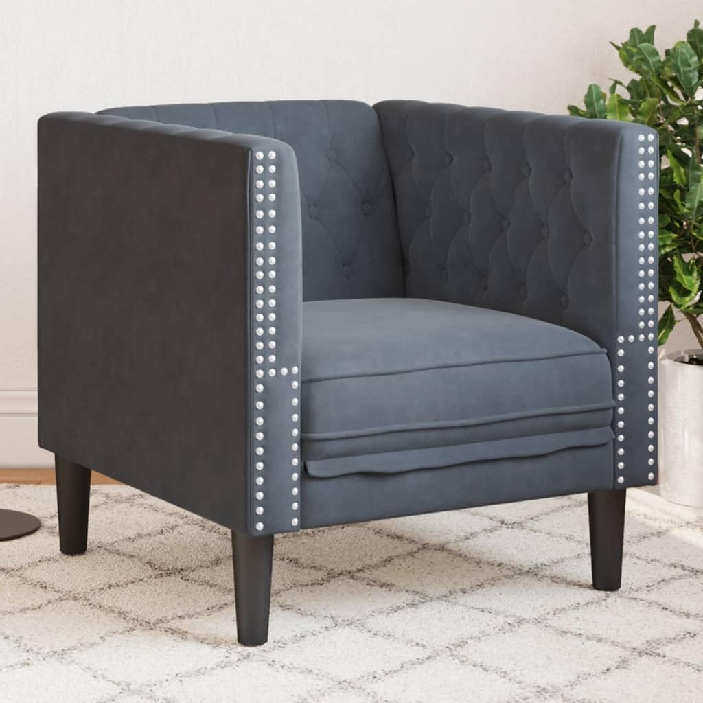 vidaXL Chesterfield-Sessel Samt Sessel Dunkelgrau Knopftuft