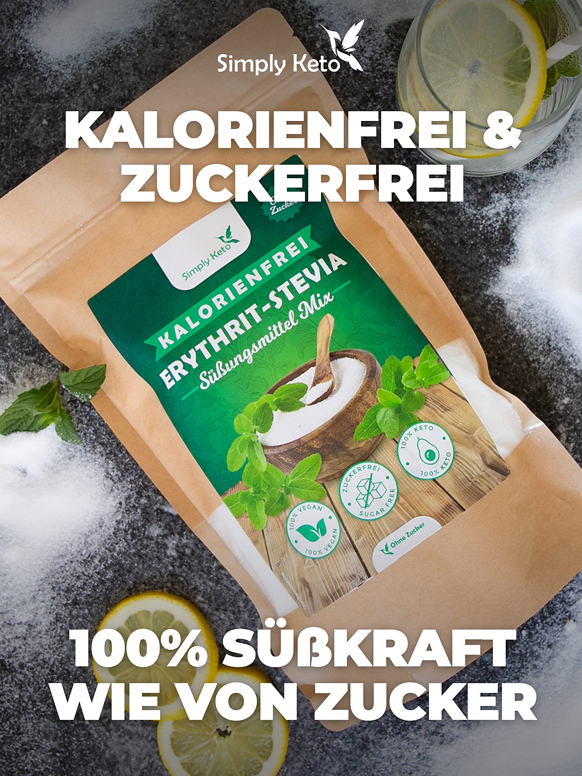 Simply Keto Erythrit Stevia Mix 400g Zuckerersatz 1:1