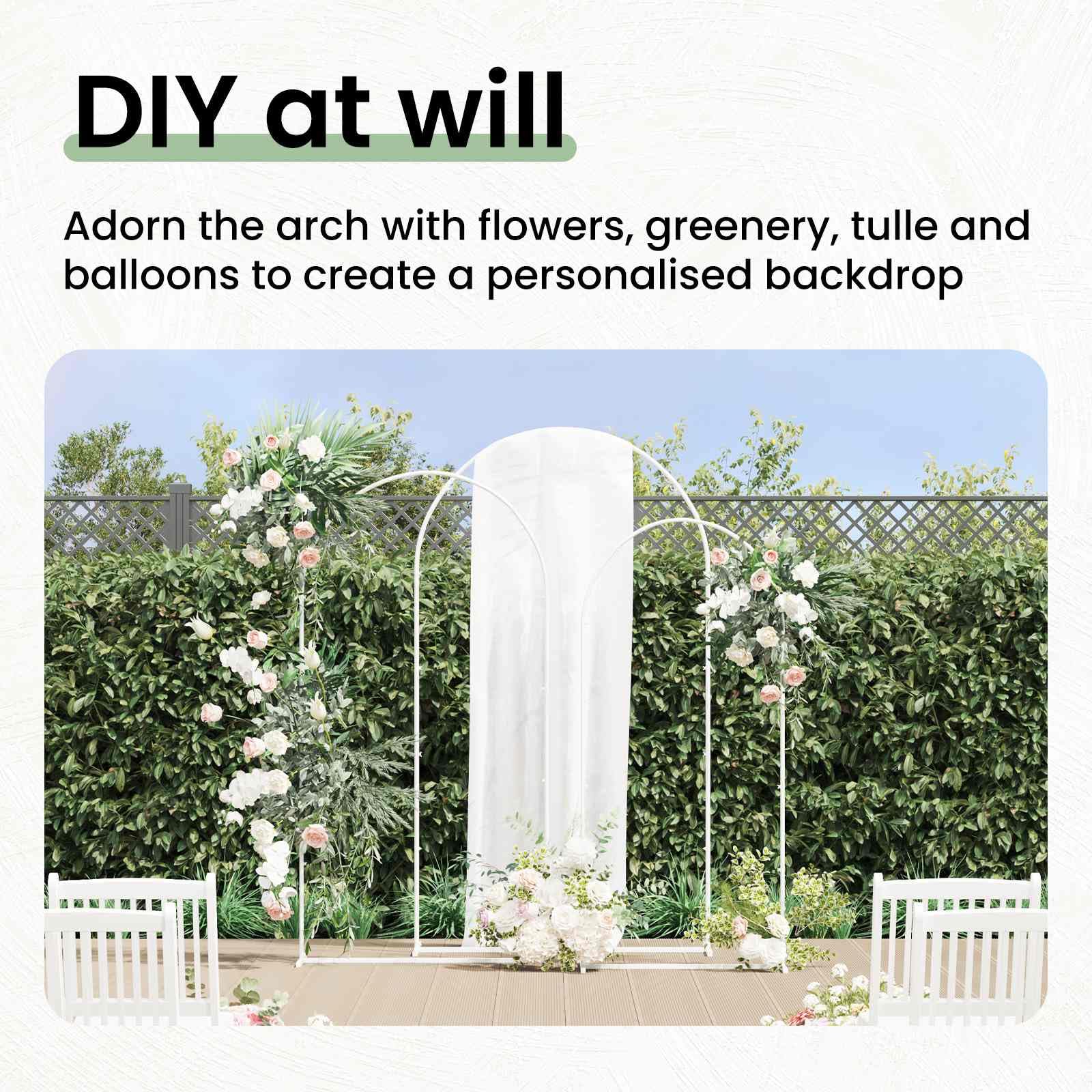 vidaXL Heim & Garten Hochzeitsbogen Weiß 3 Stk 120 cm Stahl