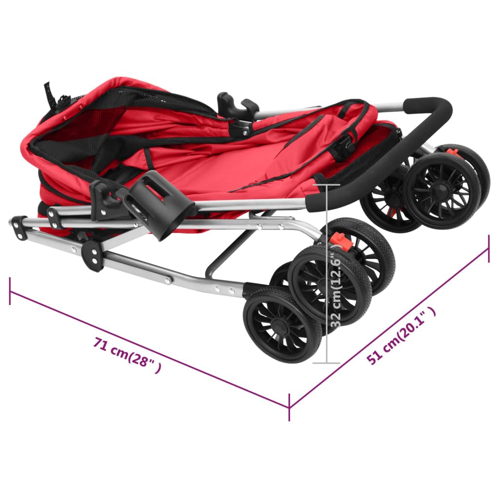 vidaXL Hundewagen Faltbar Rot 76x50x100 cm Oxford