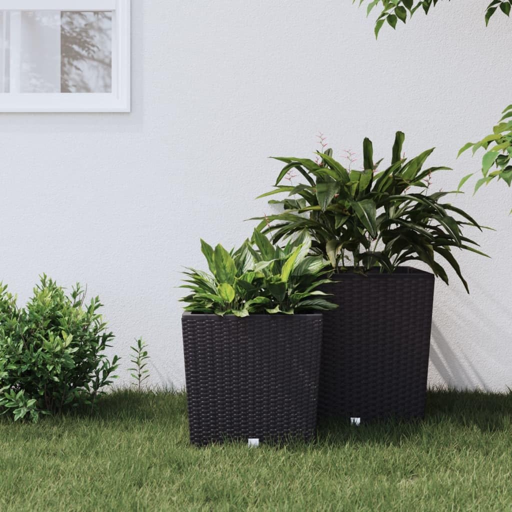 vidaXL Pflanzkübel Anthrazit Rattan-Optik 32 L Blumentopf