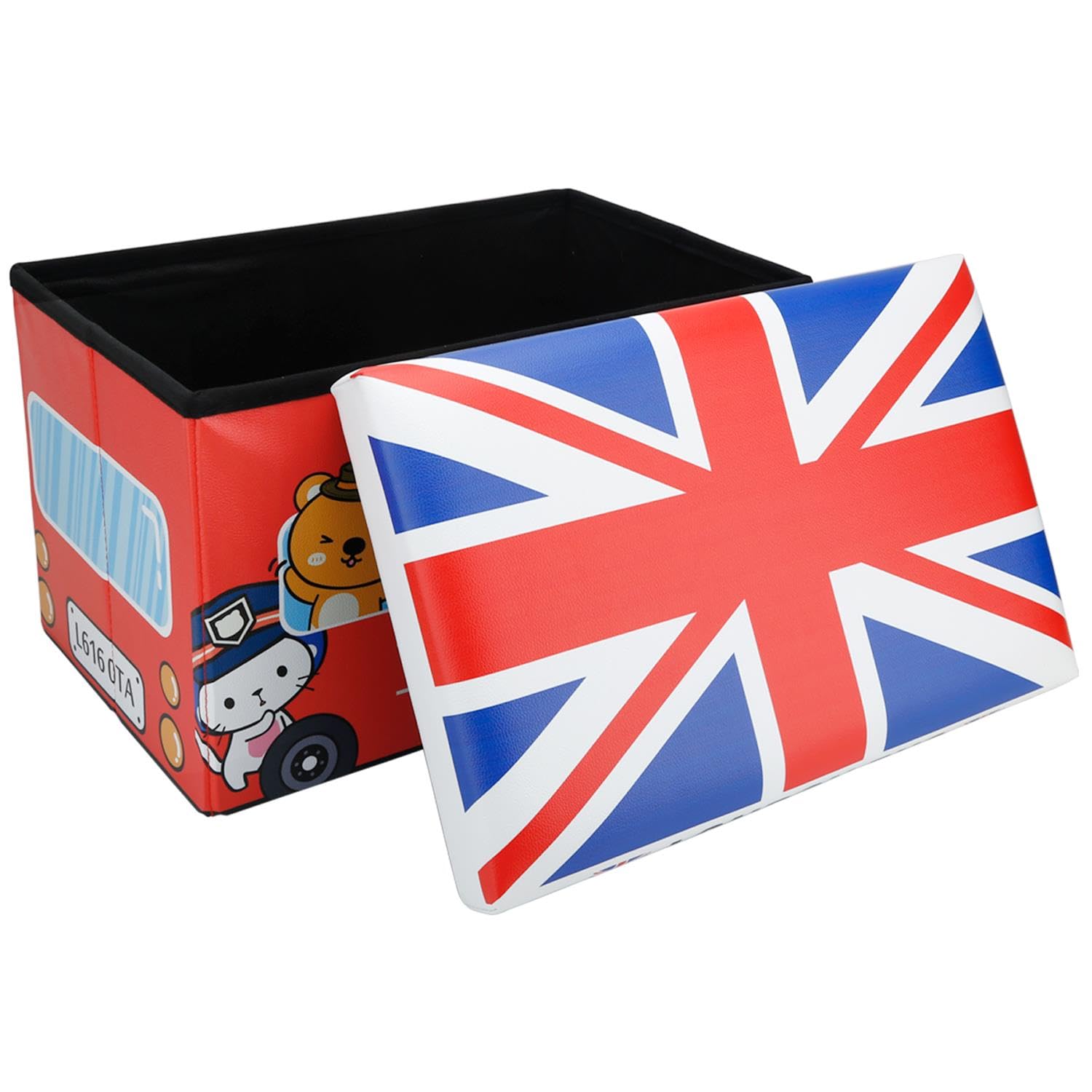 Intirilife Sitzhocker London Bus 49x31x31cm Kunstleder faltbar