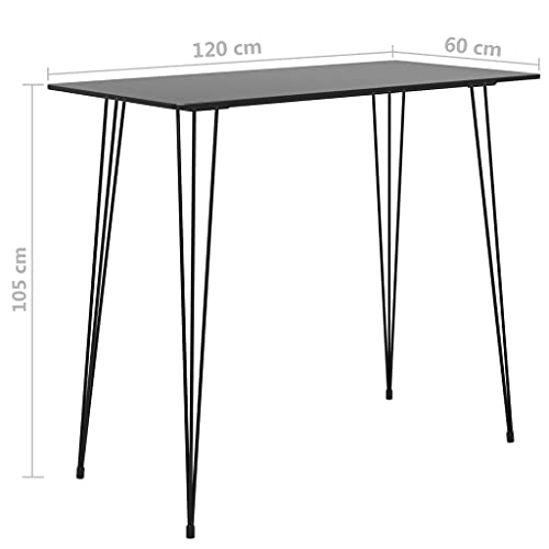 vidaXL Bartisch 120x60x105 cm Schwarz MDF Metall Stehtisch