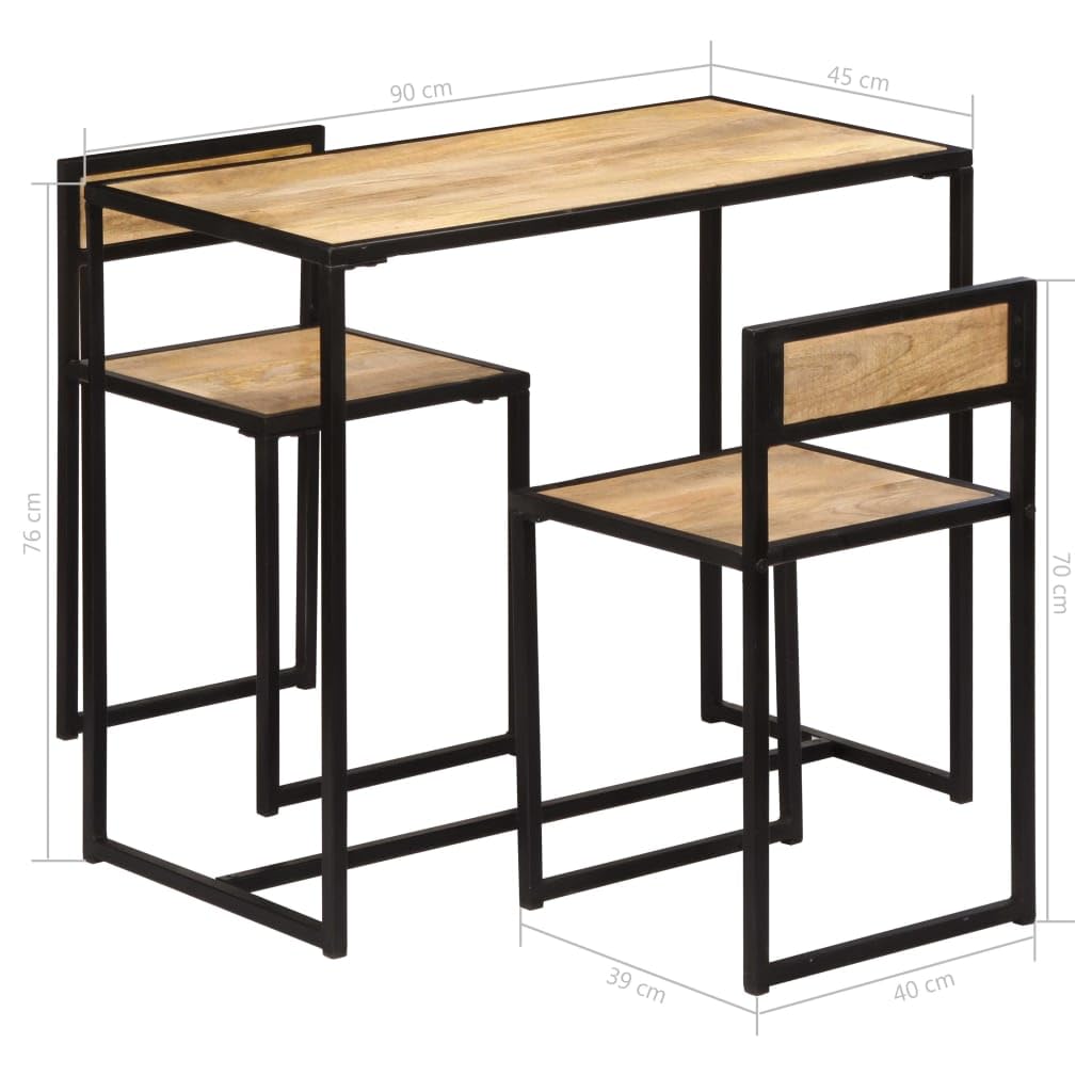 vidaXL Möbel Essgruppe Mangoholz Esstischset 3-tlg Vintage