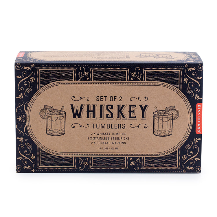 Kikkerland Kitchen Whiskey Tumblers Gläser 2er Set Bar