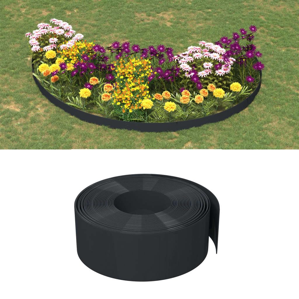 vidaXL Rasenkante Schwarz 10 m x 20 cm PE