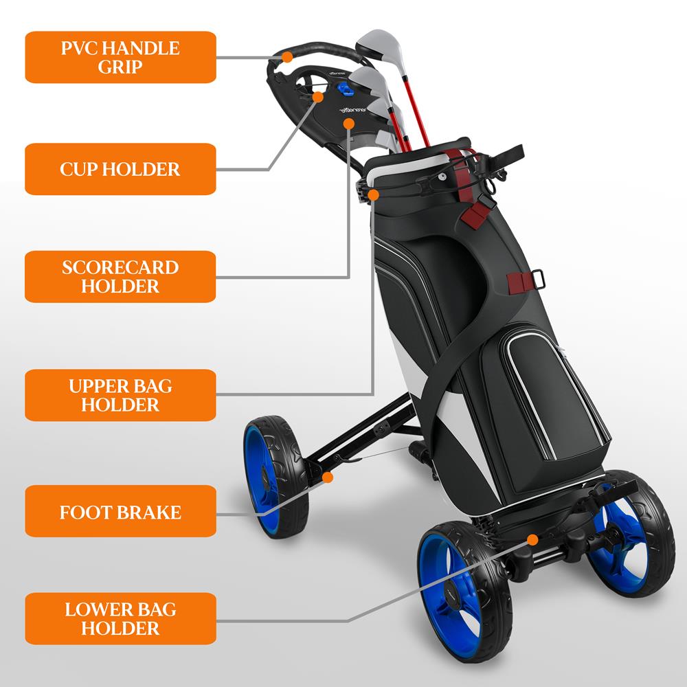 Serenelife Camping Golf Trolley 4-Rad Alu Klappbar