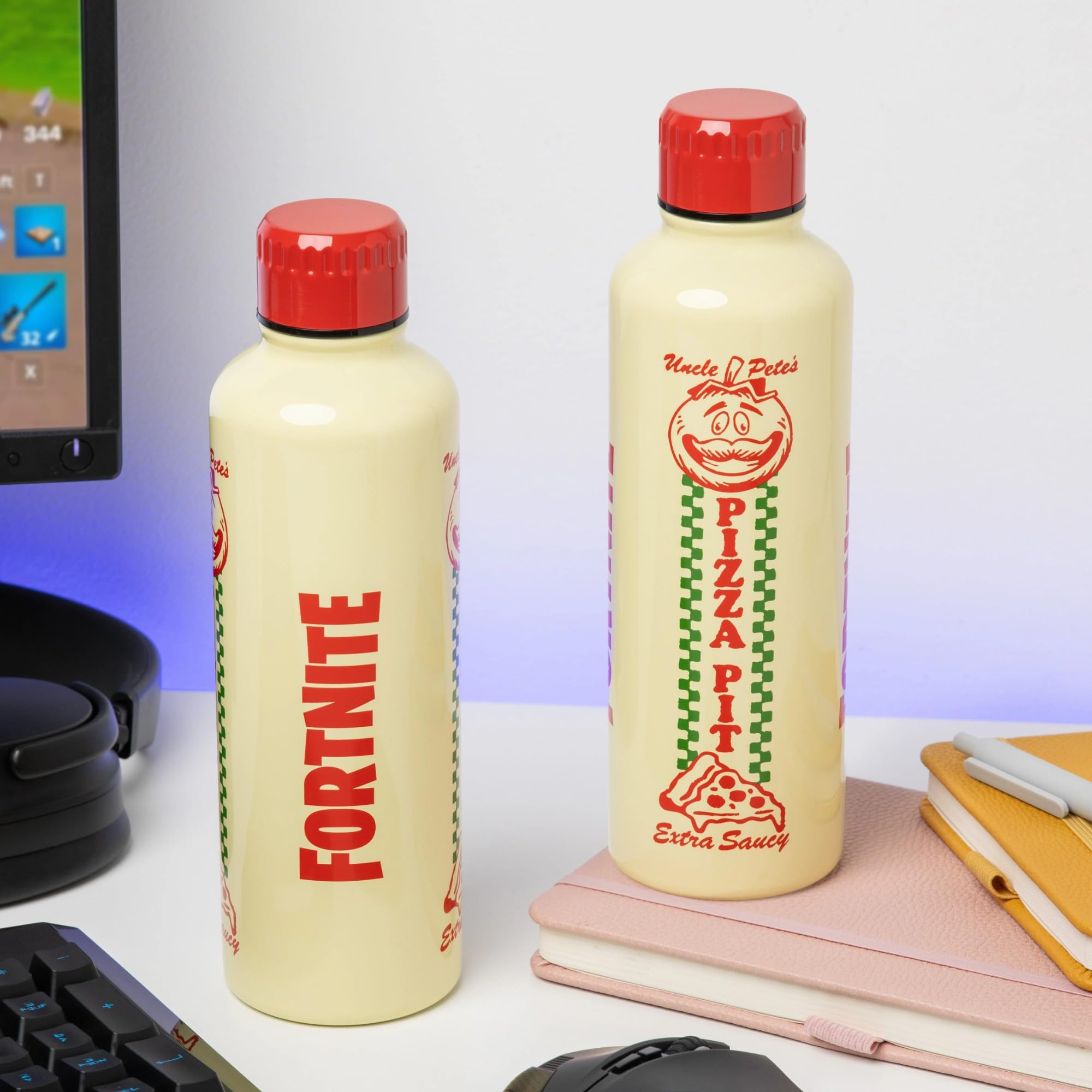 Paladone Fortnite Pizza Pit Edelstahlflasche 500ml Schraubverschluss