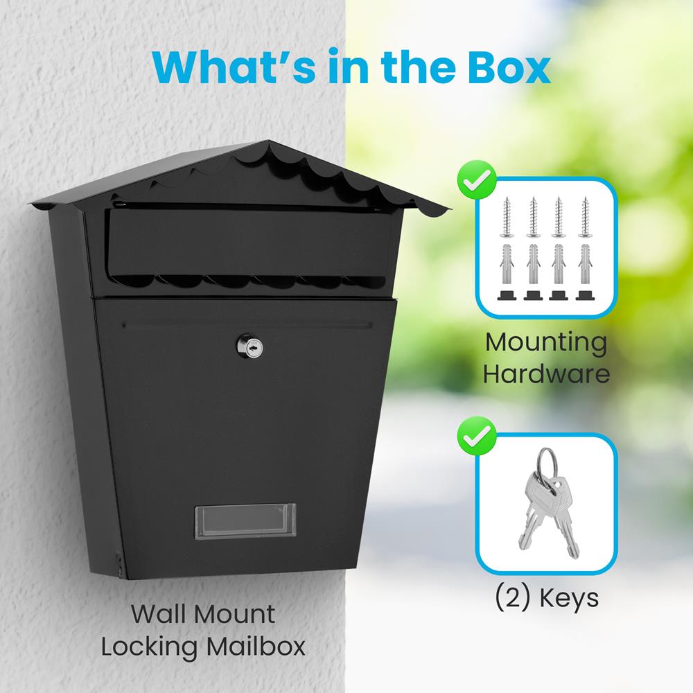 Serenelife Storage Wandbriefkasten Stahl abschließbar verzinkt