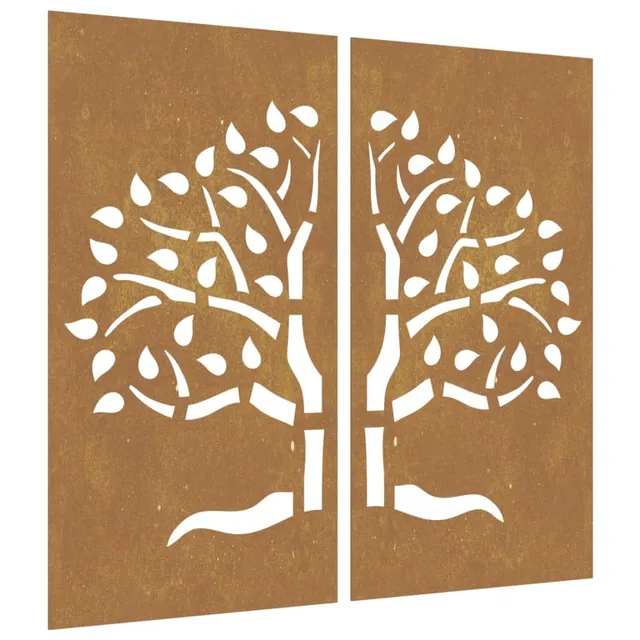vidaXL Garten Wanddeko 2-tlg Cortenstahl Baum 105x155 cm