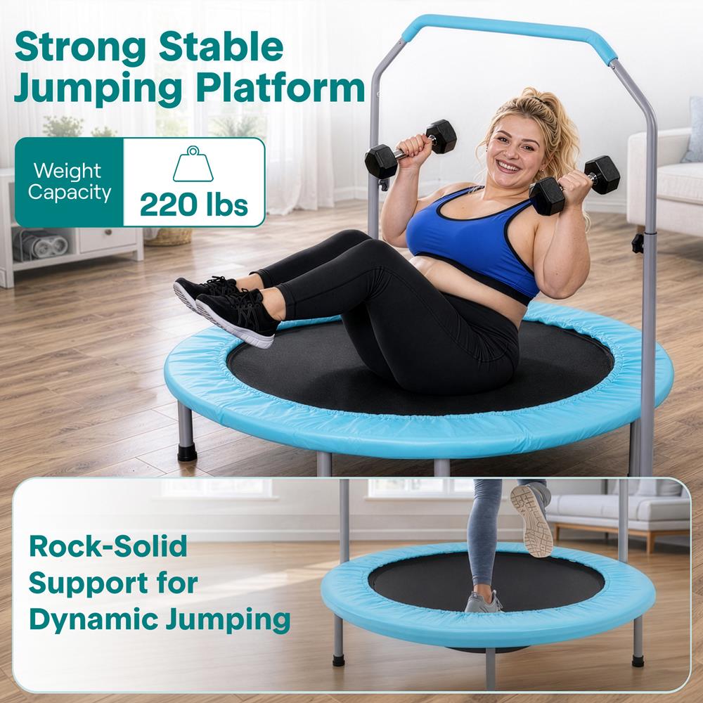 Serenelife Fitness Trampolin 40 Zoll hellblau mit Haltestange