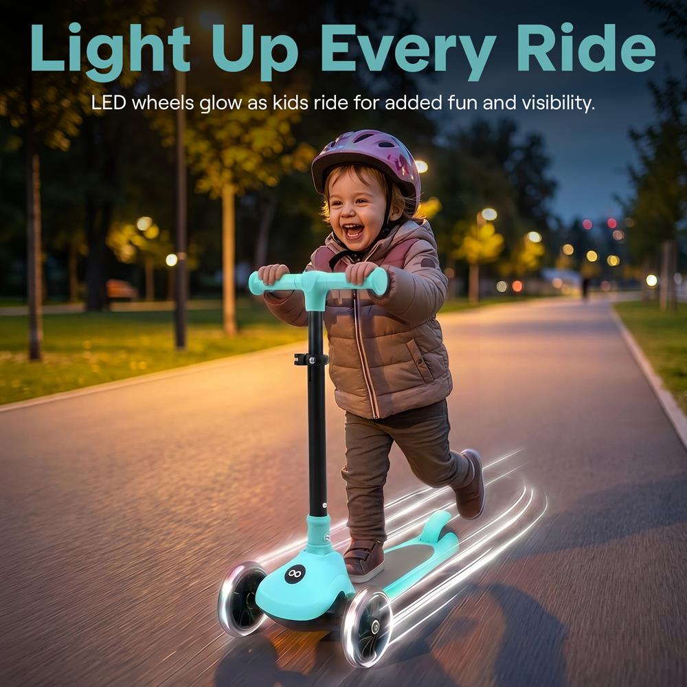Serenelife Scooters Kinderroller 3 Räder LED Blau mit Sitz