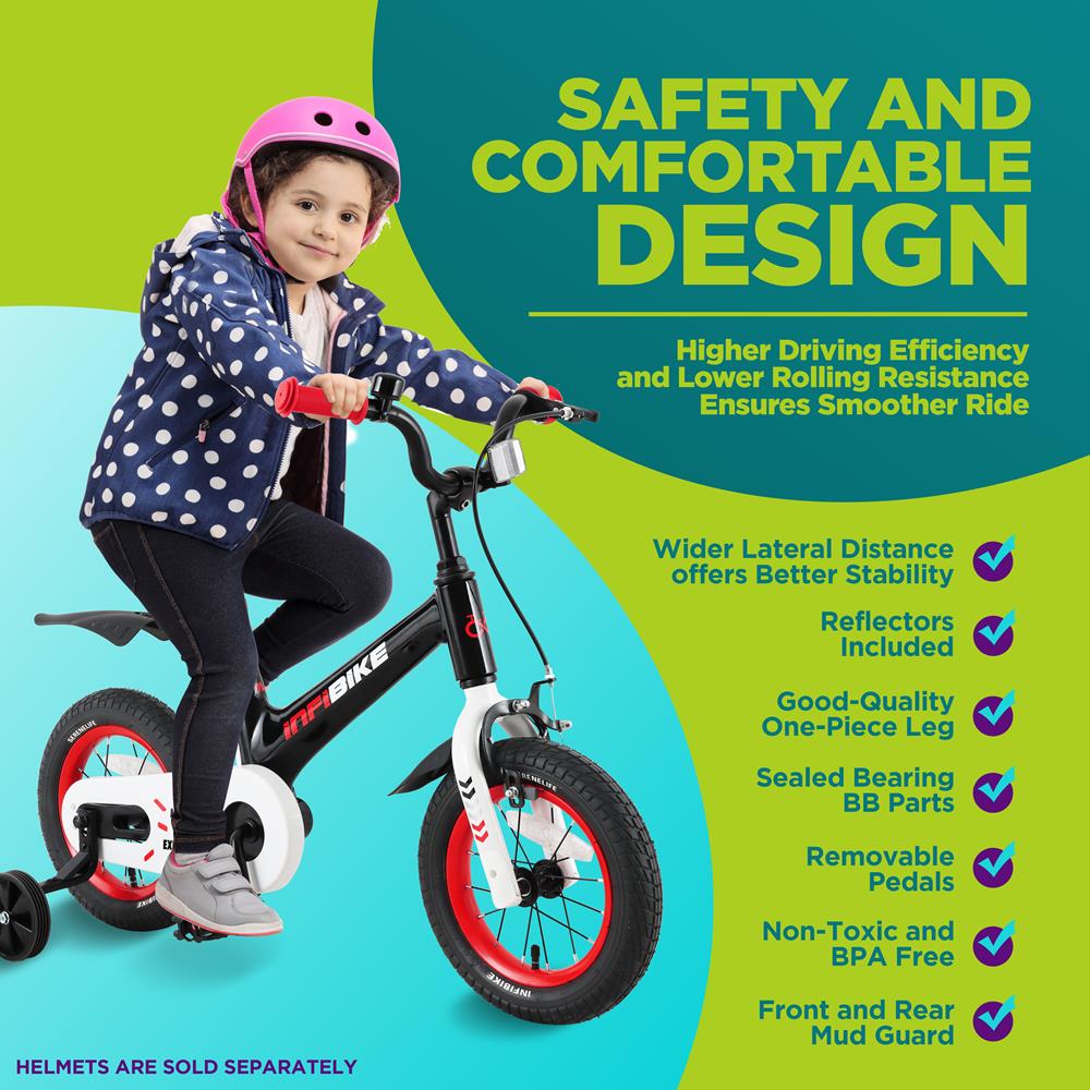 Serenelife Bicycle Kinderfahrrad 12 Zoll Schwarz Stützräder Dualbremse
