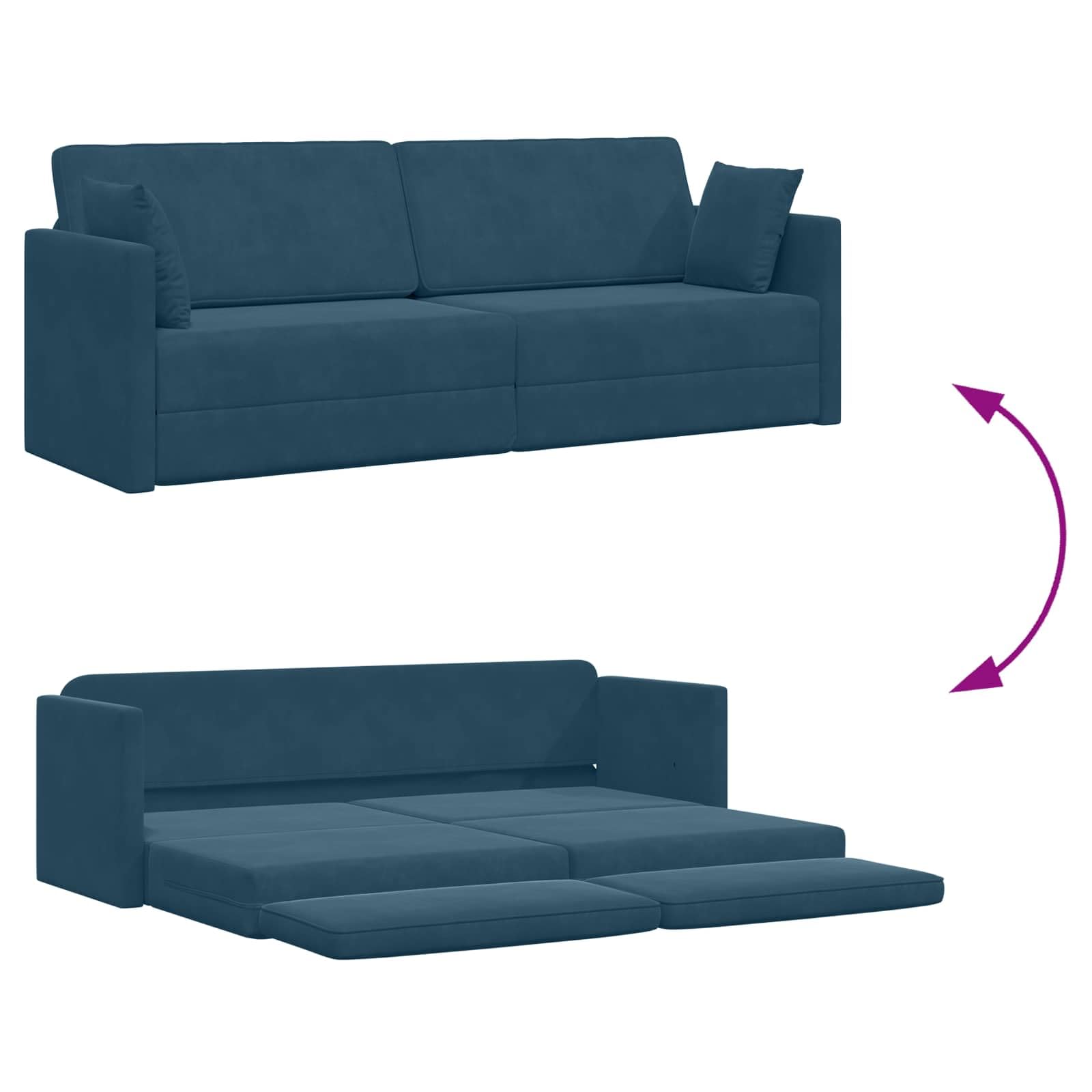 vidaXL Möbel Boden-Sofa-Bett Samt Blau 213 cm