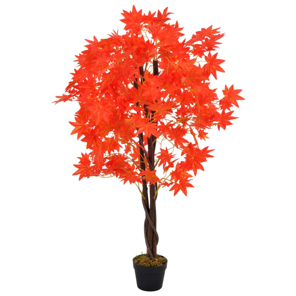 vidaXL Ahornbaum künstlich 120 cm Kunstpflanze Rot Topf