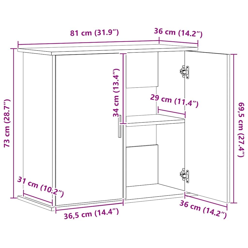 vidaXL Tierbedarf Aquariumständer Altholz 81x36x73 cm