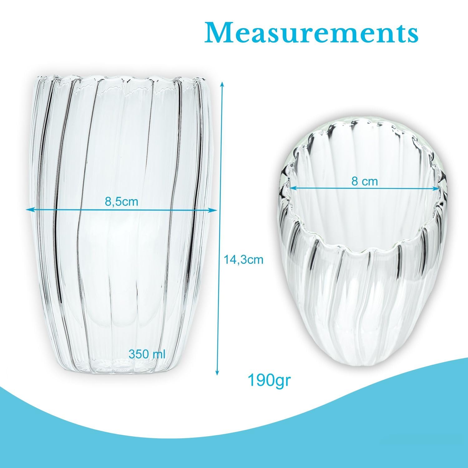 Intirilife Striped Thermogläser 350 ml 4er Set doppelwandig
