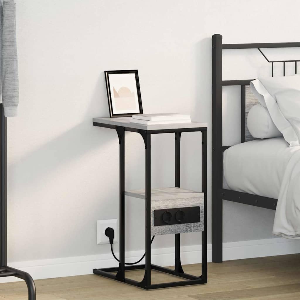vidaXL Möbel Nachttisch 41,5x26x60,5 Grau Sonoma Holzwerkstoff