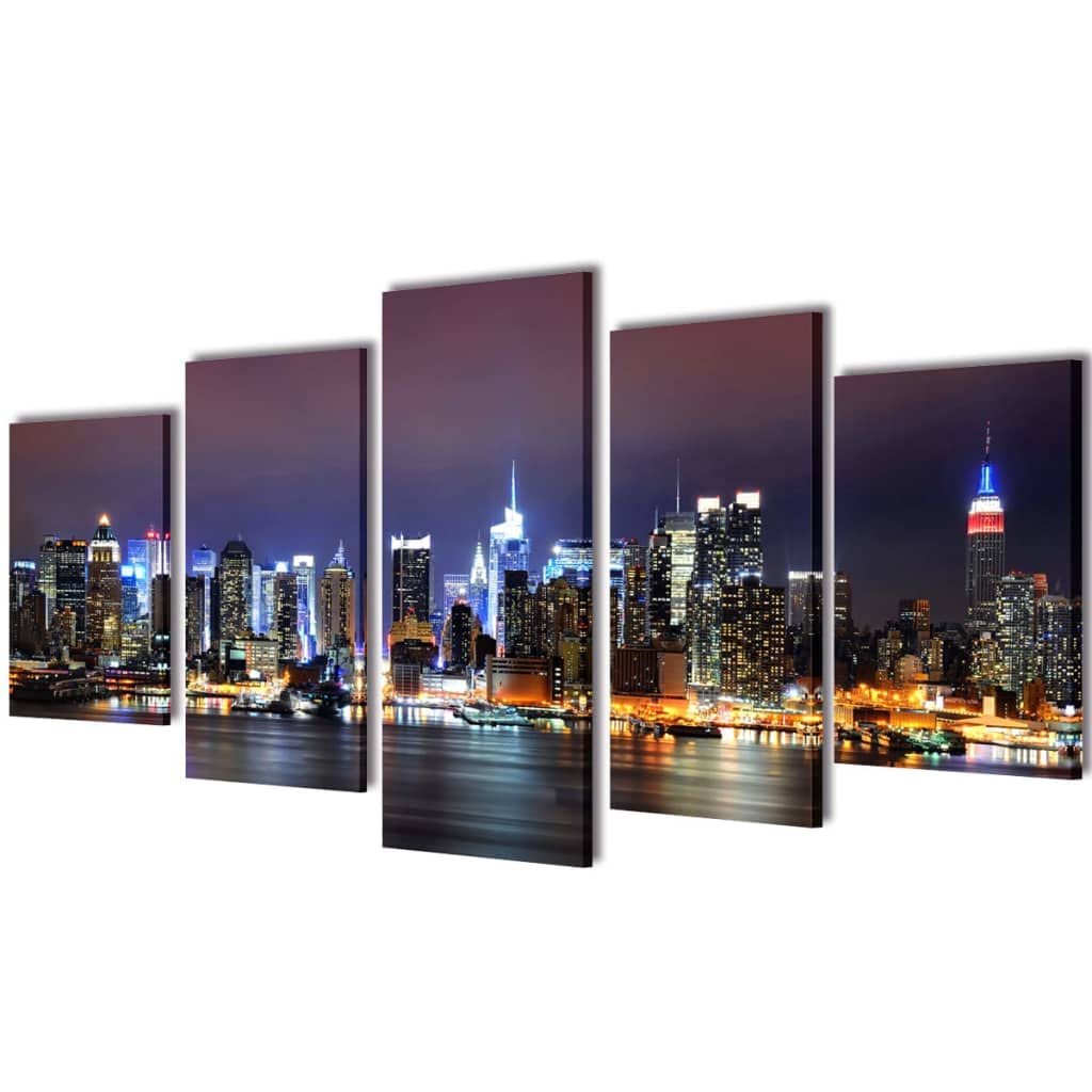 vidaXL Bilder Set Monochromes New York 100x50cm 5-teilig