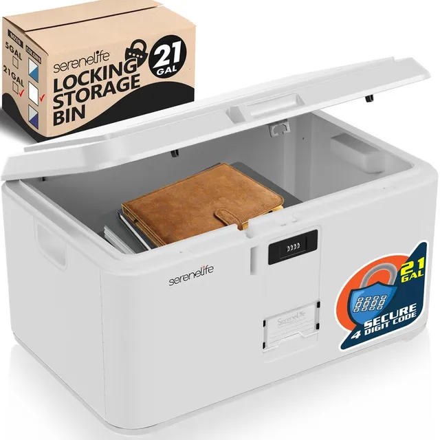 Serenelife Storage Aufbewahrungsbox Schloss weiß 79 L