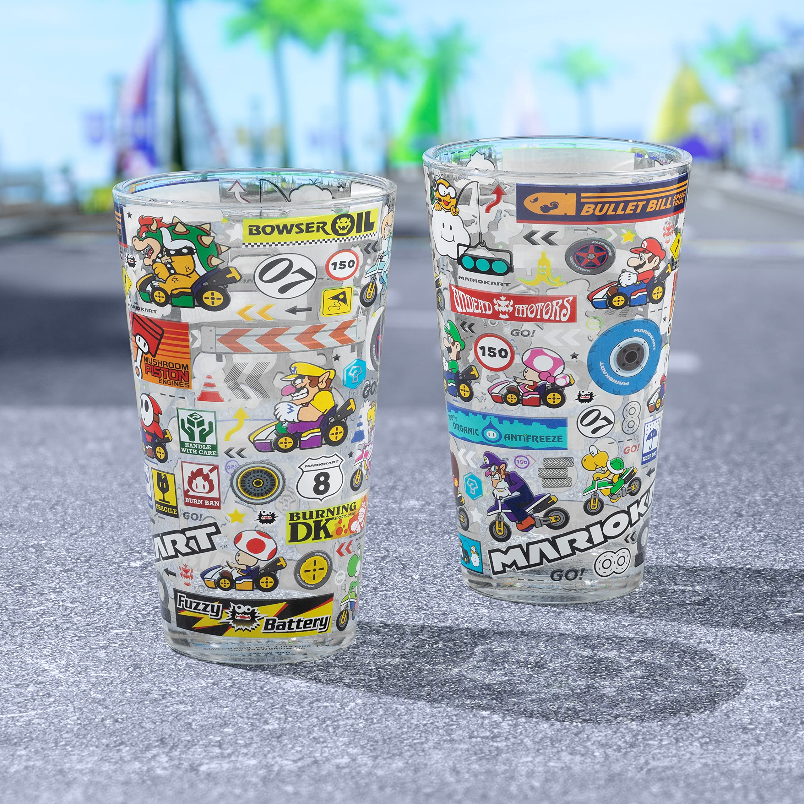 Paladone Mario Kart Glas Trinkglas farbiges Sammlerglas