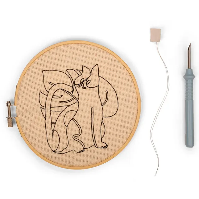Kikkerland Crafters Cat Punch Needle Kit Stickset Katze Anfänger