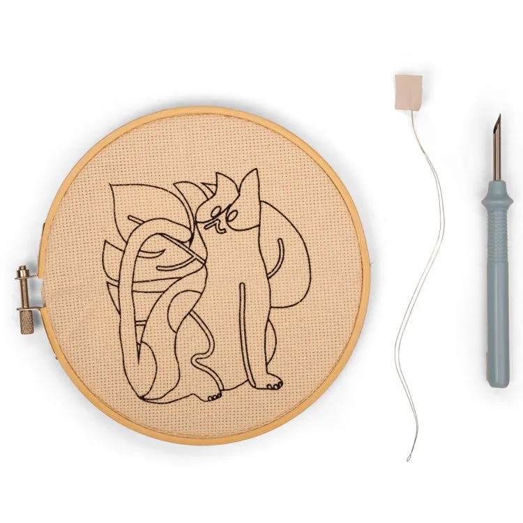 Kikkerland Crafters Cat Punch Needle Kit Stickset Katze Anfänger