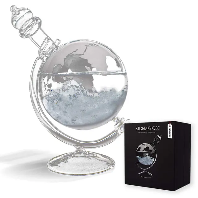 Mikamax Lifestyle Sturmkugel Glas groß mit Holzsockel 19 cm