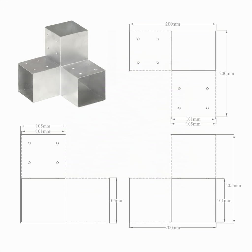 vidaXL Heim & Garten Pfostenverbinder Y-Form 101x101 mm verzinkt