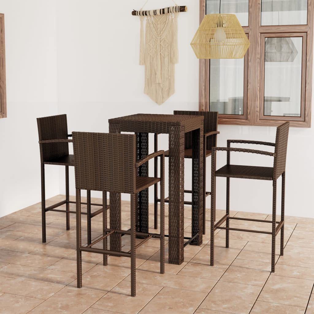vidaXL Heim & Garten Gartenbar-Set 5-tlg braun Rattan