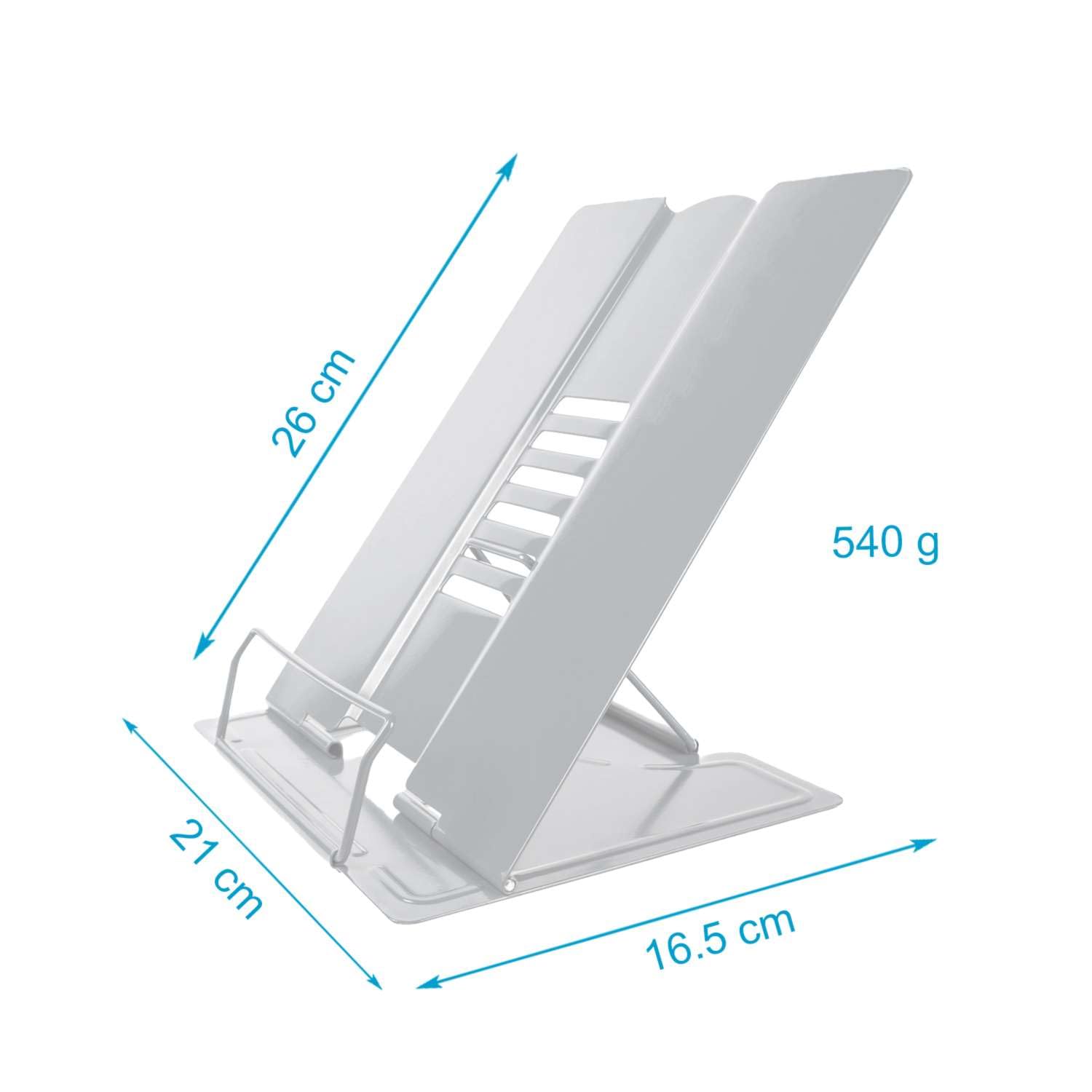 Intirilife Leseständer Metall Weiß 21 cm höhenverstellbar