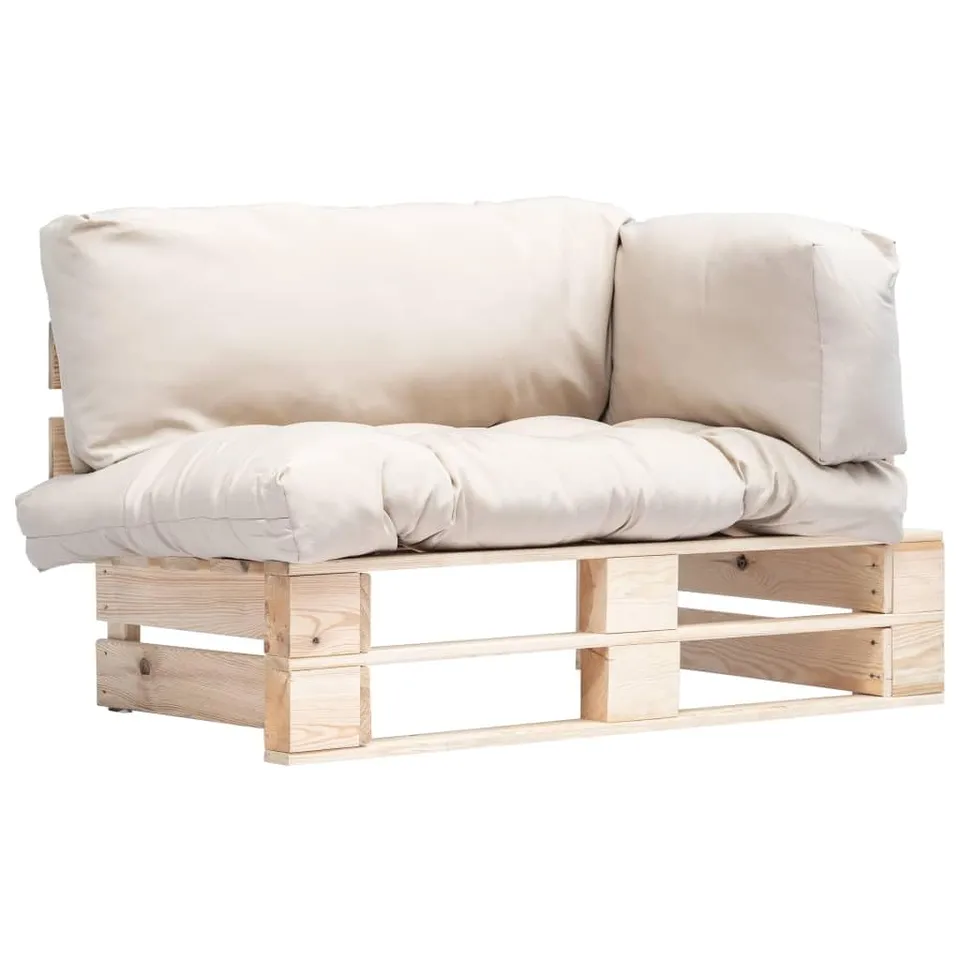 vidaXL Paletten Gartensofa 2-Sitzer Sand Kissen Natur Holz