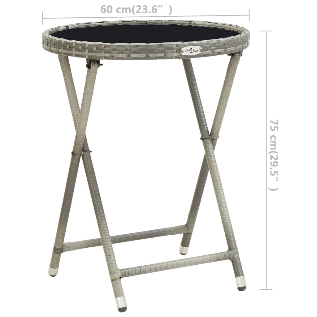 vidaXL Heim & Garten Bistro-Set Grau 3-tlg Rattan Glas wetterfest