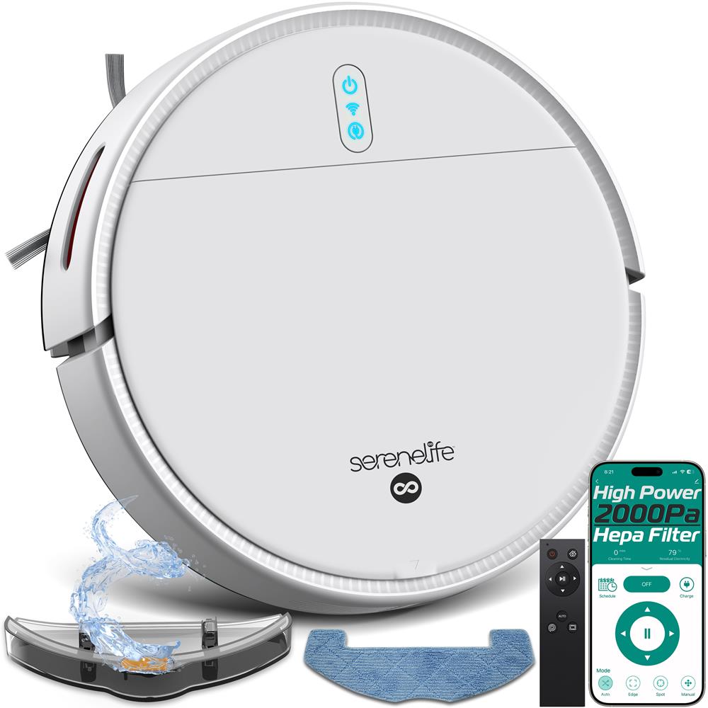 Serenelife Saugroboter App 700Pa Weiß mit Wischfunktion