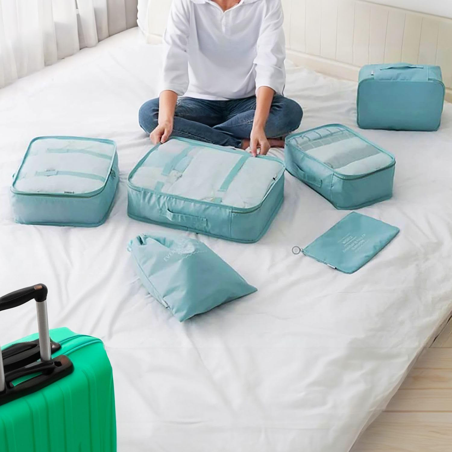 Intirilife Reiseset Babyblau 6-teilig Polyester Organizer