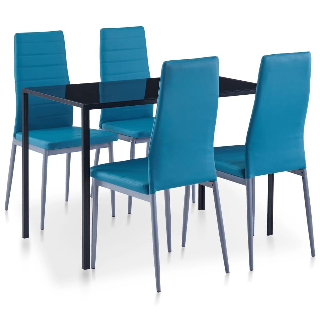 vidaXL Heim & Garten Essgruppe 5-tlg Schwarz Glas Kunstleder