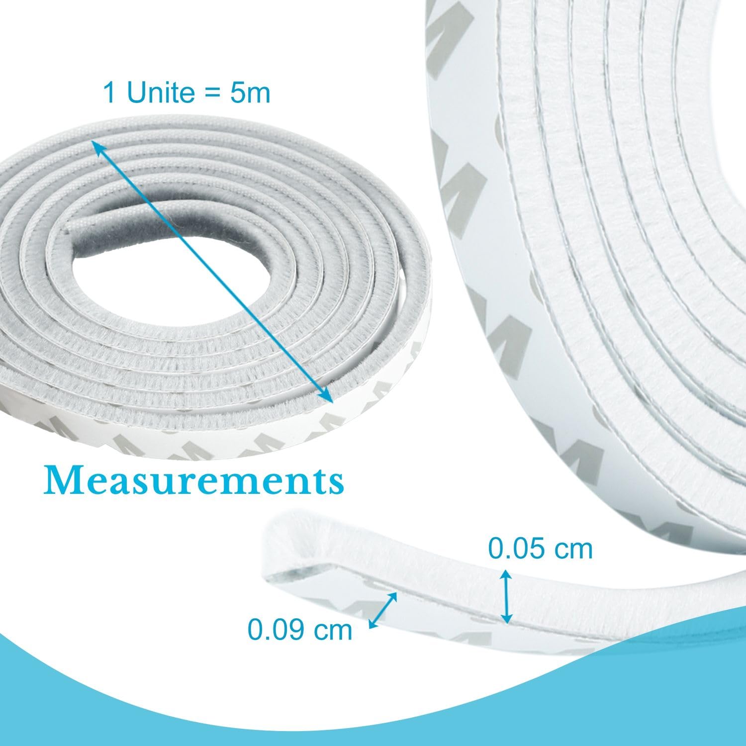 Intirilife Bürstendichtung Weiß 5 m 9x5 mm Polypropylen