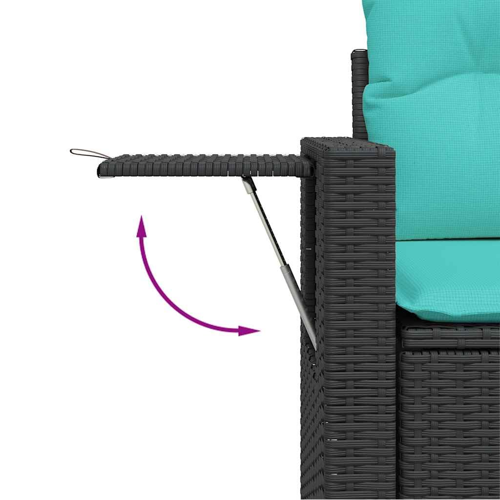 vidaXL 12-tlg Gartensofa-Set Polyrattan Schwarz-Blau