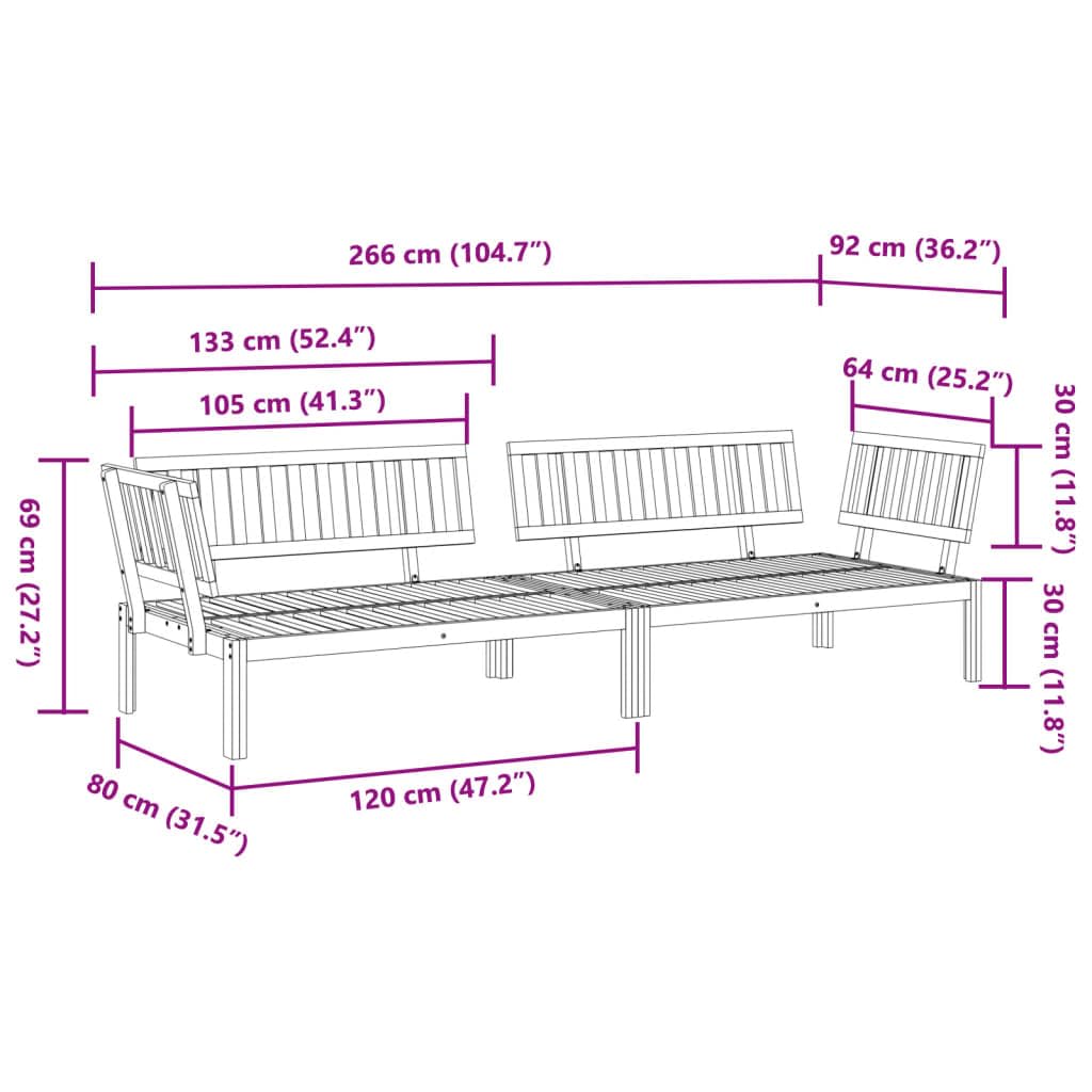 vidaXL Garten Ecksofa 2 STK Akazie Dunkelbraun modular
