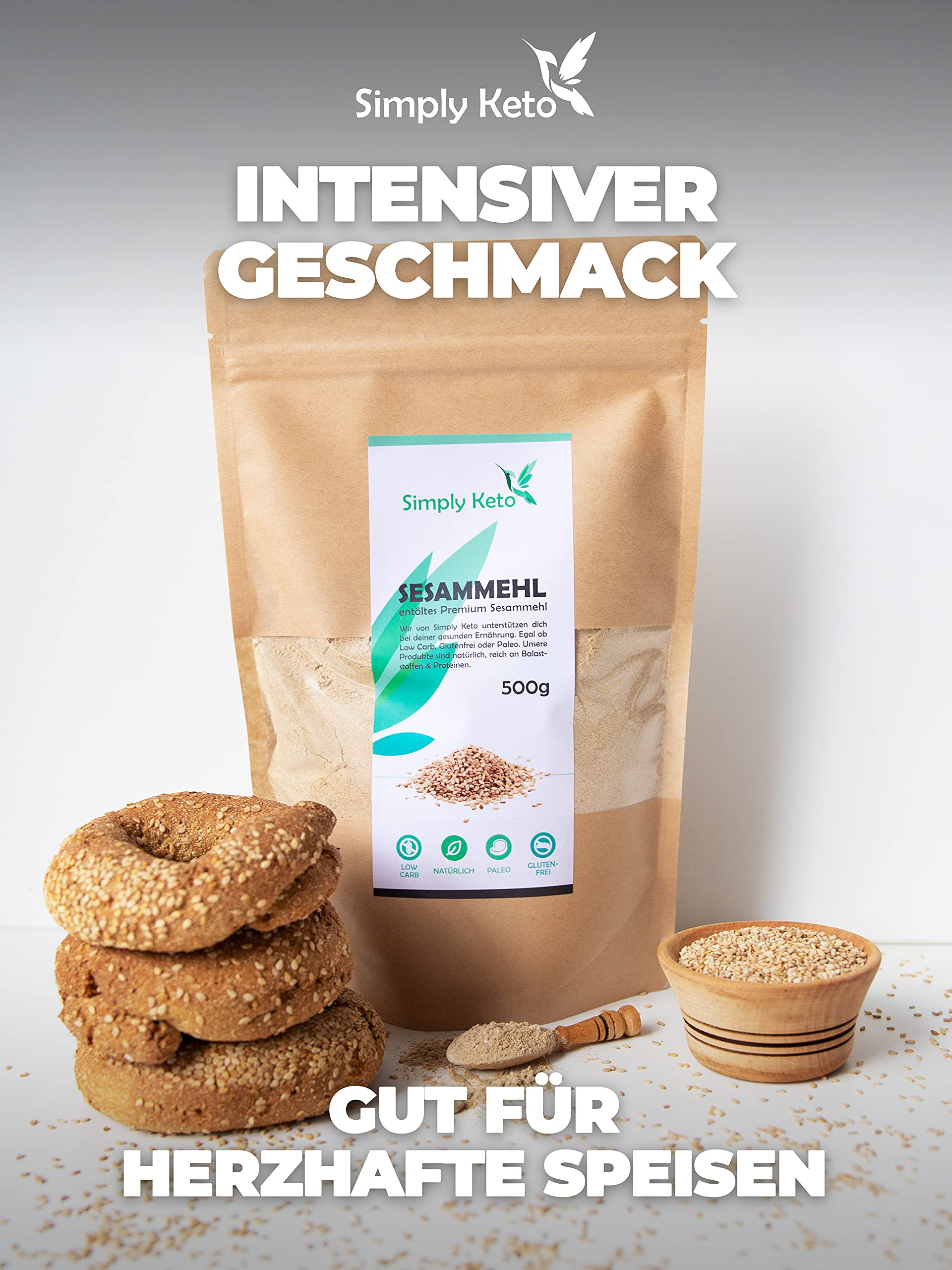 Simply Keto Sesammehl entölt 500 g Low Carb proteinreich