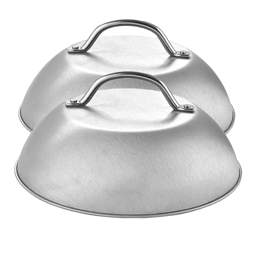 Intirilife Schmelzglocke Edelstahl 2er 22,5 cm Burger Grill Haube