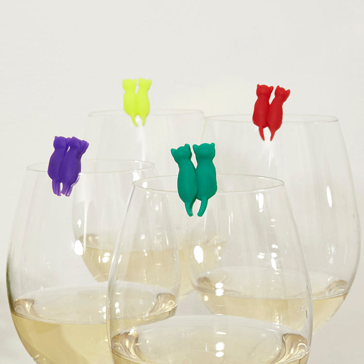 Kikkerland Home Rainbow Cat Glasmarkierer Silikon 8 Farben